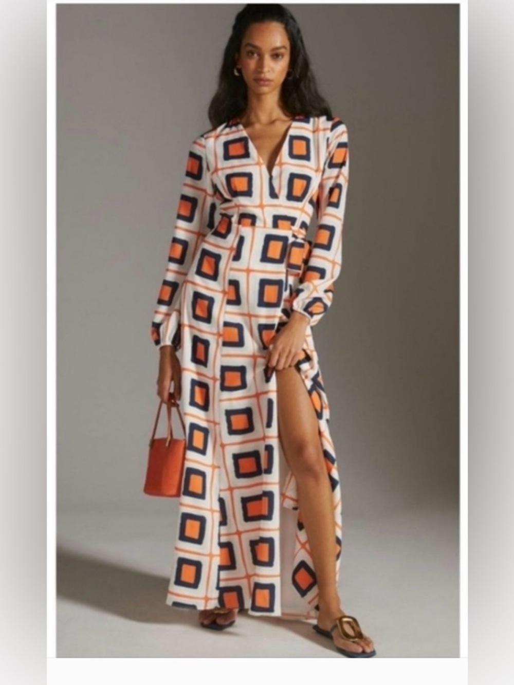 ANTHROPOLOGIE Hutch Geo- Printed Wrap Maxi Dress